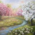 Spring 90x85, oil on canvas. - Oil painting - drawing