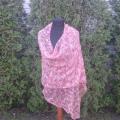 Handmade knitted printed red&brown shawl - Scarves & shawls - knitwork