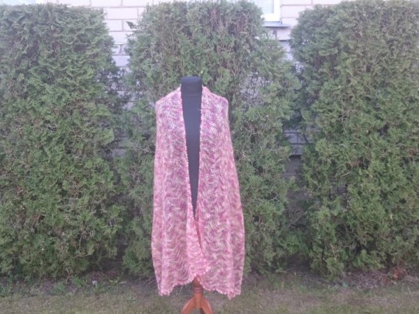 Handmade knitted printed red&brown shawl 3