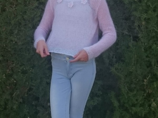 Handmade knitted fashionable sweater for 11-12 years old girl 3
