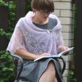 Hand-knitted light pink shawl - Wraps & cloaks - knitwork