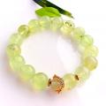 prehnite with gold crown - Bracelets - beadwork