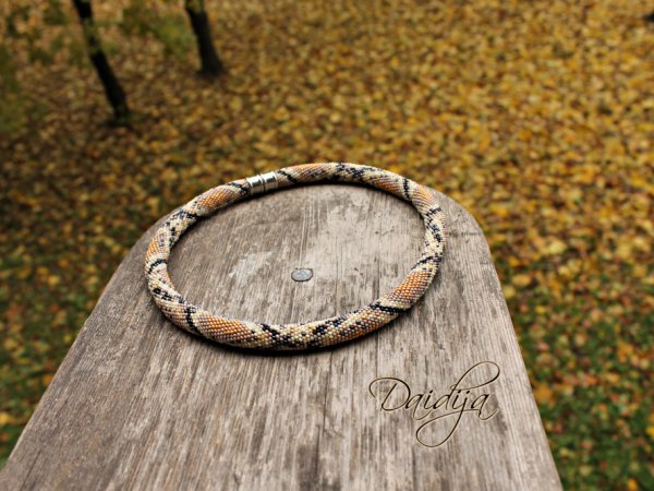 Beaded Choker - "Piton", Beaded Rope Necklace, snake print, Beaded rope crochet 2