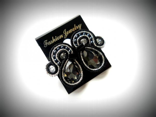 Auskarai "Black Diamond" - Soutache