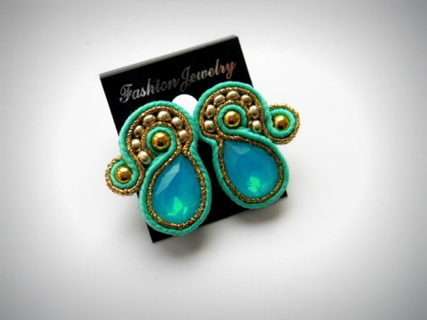 opalo auskarai - Soutache
