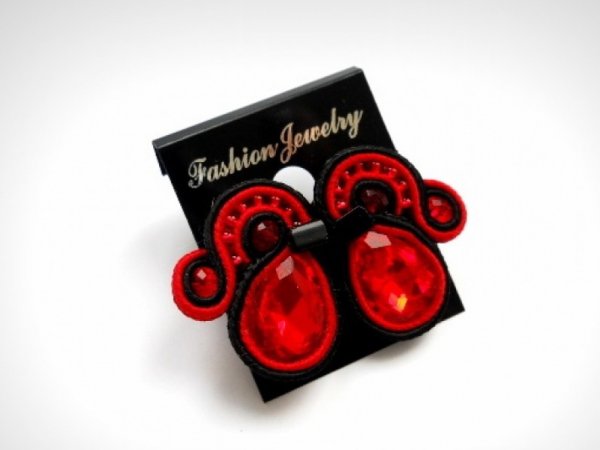 sutažo auskarai "Red" - Soutache