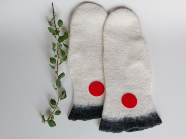Baltos merino vilnos pirstines - Gloves & mittens