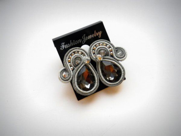 mini auskarai "Silver" - Soutache