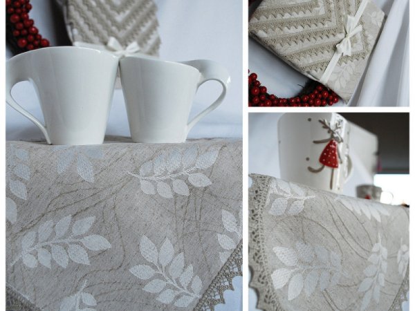 Handmade linen napkin - New home gift - Dark gray linen lace 3