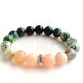 Luxury Pink Opal and Moss Agate bracelet - Bracelets - beadwork
