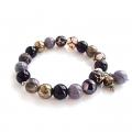 Natural gemstone bracelete Grey and Black  Mix color - Bracelets - beadwork