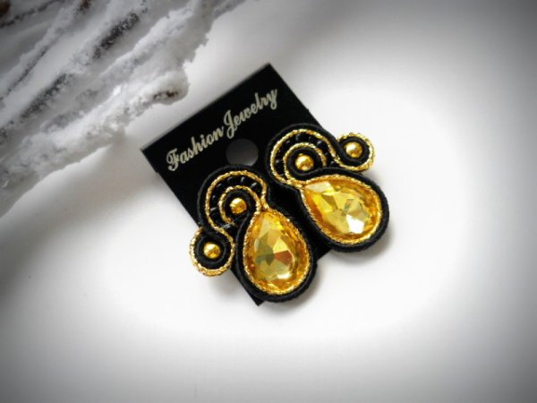 auskarai "Black&Gold" - Soutache