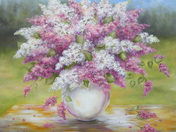 Alyvų kerai 80x70, aliejus/drobė - Oil painting