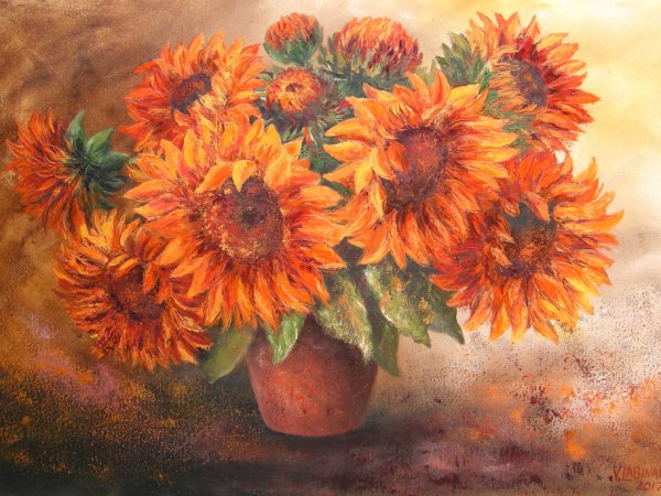 Saulėgrąžos 55x80, al.drobė - Oil painting