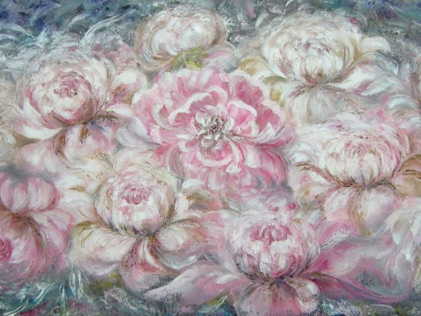 Puošnieji bijūnai 120x60 - Oil painting