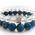 Apatite and Crystal Mountain Quartz bracelets - Bracelets - beadwork