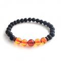 Lava and Amber bracelet - Bracelets - beadwork