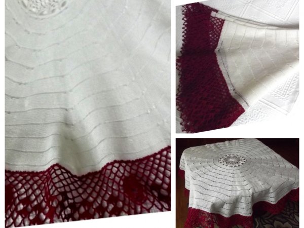 Tablecloth for a round table "Knitted and crocheted" 2
