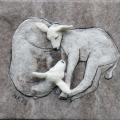 Needle felted relief picture "Lambs" - Accessories - felting