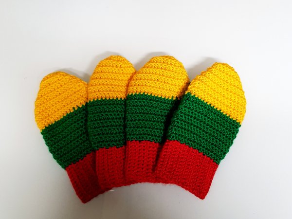 Nertos trispalvės pirštinės - Gloves & mittens
