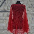 Hand-knitted red shawl - Wraps & cloaks - knitwork