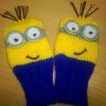 Children's Knitted Gloves "Minions" - Gloves & mittens - knitwork