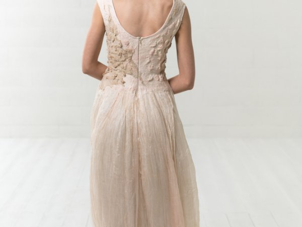 Natural silk dress nuno felt technic 2