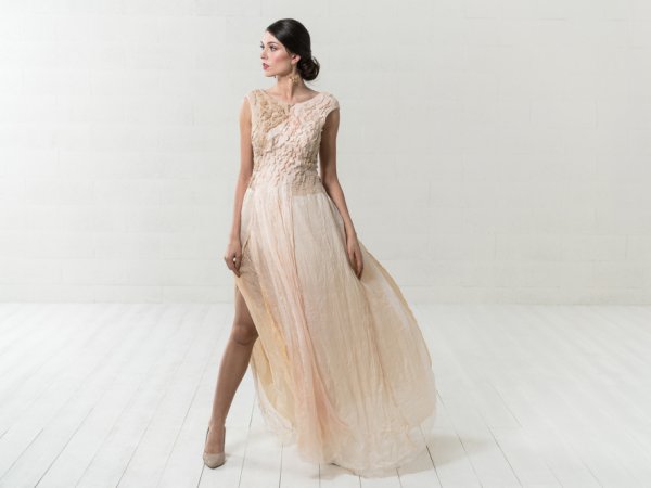 Natural silk dress nuno felt technic - Dresses