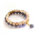 Angelite, Jade and Rutilated Quartz bracelets - Bracelets - beadwork
