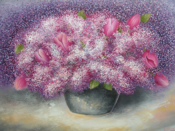 Alyvos ir tulpes 60x40 - Oil painting