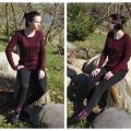 Tunic "Dark Burgundy color" - Machine knitting - knitwork