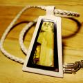 Genuine leather neclace with amber mosaic - Accessory - making