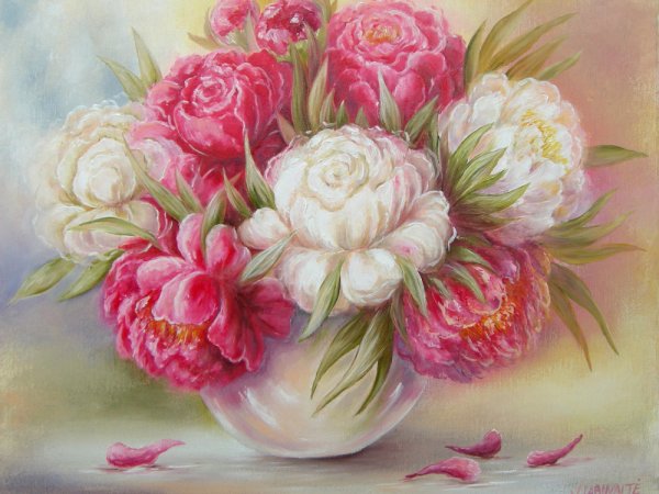 Bijūnų žiedai _50x40 - Oil painting