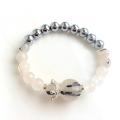 Turmalated quartz bracelet with crown - Bracelets - beadwork