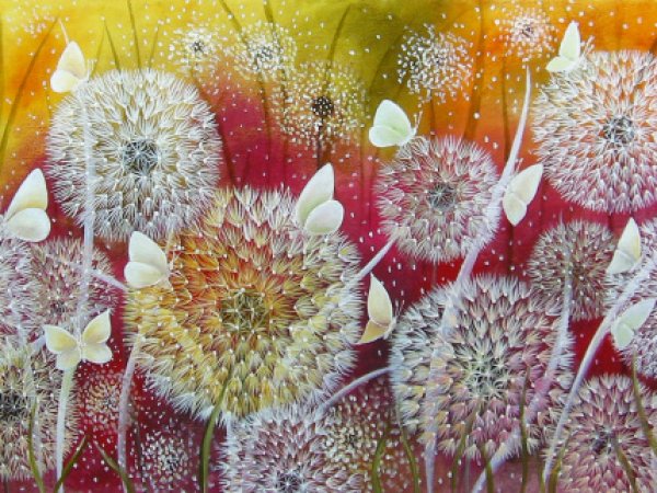 Pūkų kerai III 124x40 - Oil painting