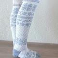 Long Wool socks with patterns  - Shoes - knitwork