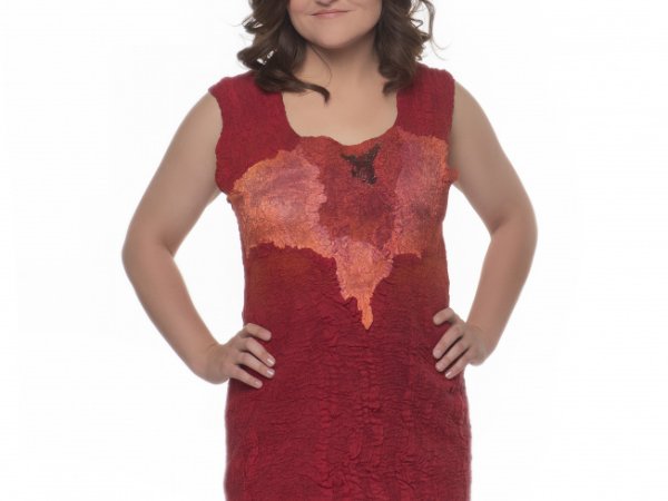 Raudona velta merino vilnos suknele - Dresses