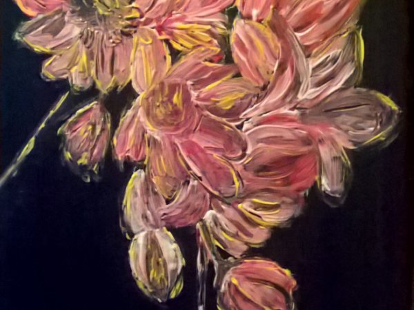 blooms at night - Oil painting