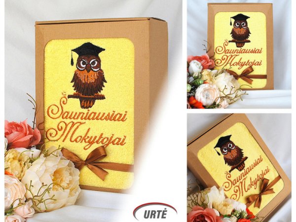 Dovana mokytojai - siuvinėtas rankšluostis - Knygų pelėda 3