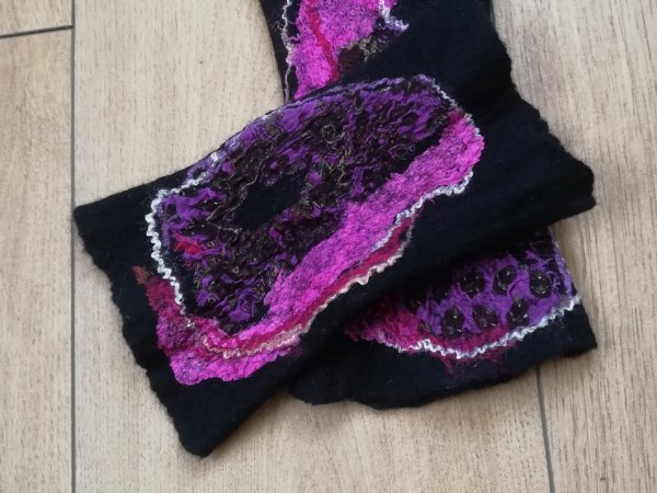 Veltos riešinės  "Juoda-violetinė-ružava" 2