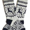 Gray wool socks with Deer - Socks - knitwork
