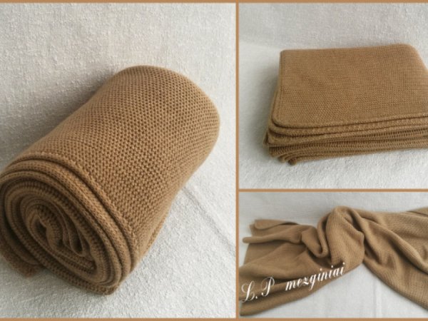 Švelnus ir šiltas merino vilnelės pledukas - Machine knitting