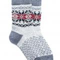Gray wool socks with patterns  - Socks - knitwork