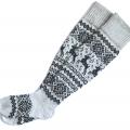 Gray long wool socks with Deer - Socks - knitwork
