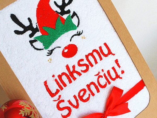 Mažasis elfas - Kalėdinių dovanėlių idėja - siuvinėtas rankšluostis - Needlework