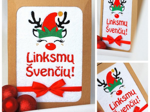 Mažasis elfas - Kalėdinių dovanėlių idėja - siuvinėtas rankšluostis 3