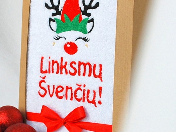 Mažasis elfas - Kalėdinių dovanėlių idėja - siuvinėtas rankšluostis 2