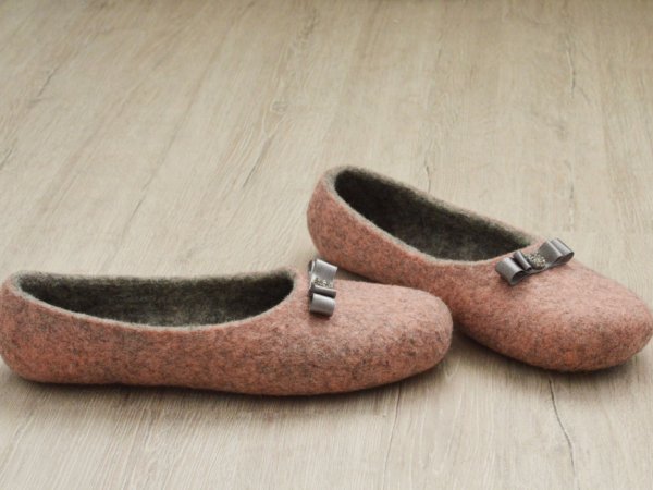 Felted women's house shoes PINK 2