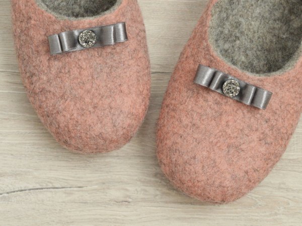 Felted women's house shoes PINK 3