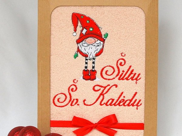Nykštukas - Kalėdinių dovanėlių idėja - siuvinėtas rankšluostis - Needlework
